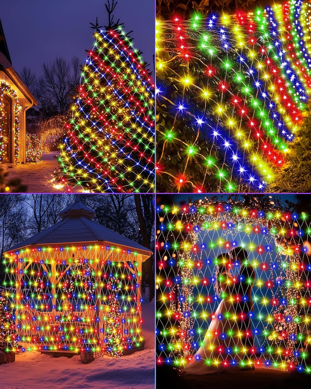 Christmas Net Lights 9.8ft x 6.6ft, 200 LED Outdoor Mesh Lights with 8 Modes, Waterproof Bush String Lights for Home Garden Yard Xmas Decorations Connecable, Timer (Multicolor) - Image 7