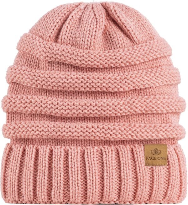PAGE ONE Womens Winter Beanie Warm Cable Knit Hat Style Stretch Trendy Ribbed Chunky Cap - Image 5