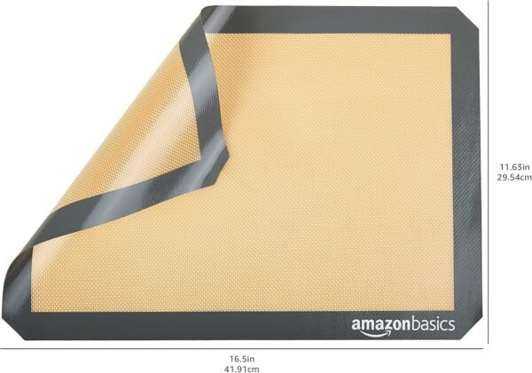 Amazon Basics Rectangular Silicone, Non-Stick Reusable, Food Safe Baking Mat, Pack of 2, 16.5" x 11.6", New Beige/Gray - Image 7
