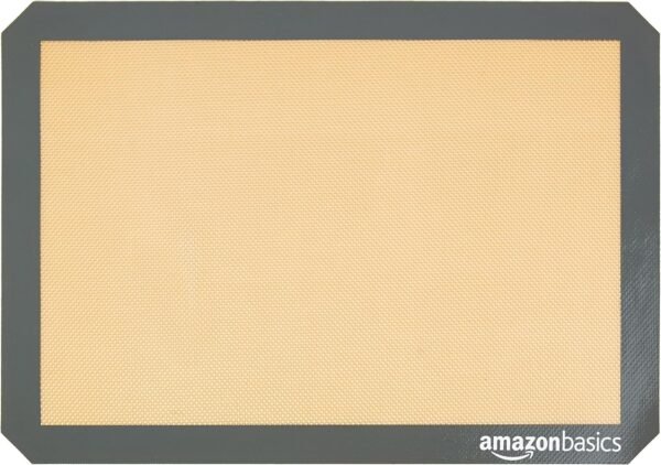 Amazon Basics Rectangular Silicone, Non-Stick Reusable, Food Safe Baking Mat, Pack of 2, 16.5" x 11.6", New Beige/Gray - Image 4