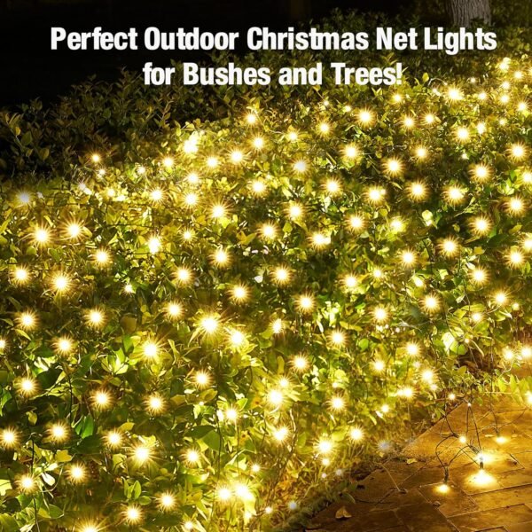 Led Christmas Net Lights Outdoor Christmas Bushes Lights 120Led 6ftx5ft, Connectable Outdoor Indoor Christmas Mesh Net Lighting for Holiday, Garden, Shrubs, Trees, Bushes Decorations(WarmWhite) - Image 6