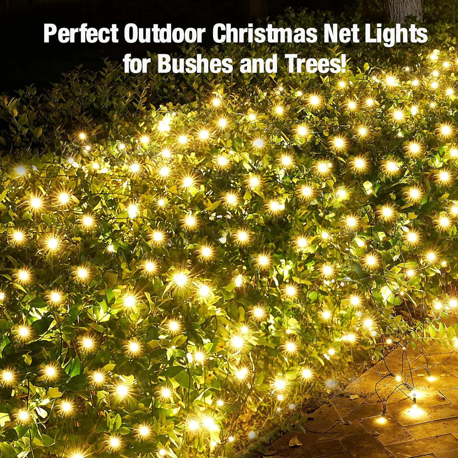 Led Christmas Net Lights Outdoor Christmas Bushes Lights 120Led 6ftx5ft, Connectable Outdoor Indoor Christmas Mesh Net Lighting for Holiday, Garden, Shrubs, Trees, Bushes Decorations(WarmWhite) - Image 6