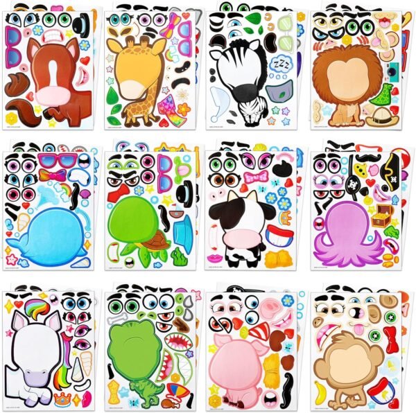 JOYIN 24PCS 9"x6" Make a face Stickers for Kids, Make Your Own Stickers, Mix and Match Stickers with Safaris Sea Farm and Dinosaur Animals, Party Favors Kids Crafts, Goodie Bags Stuffers for Kids - Image 2