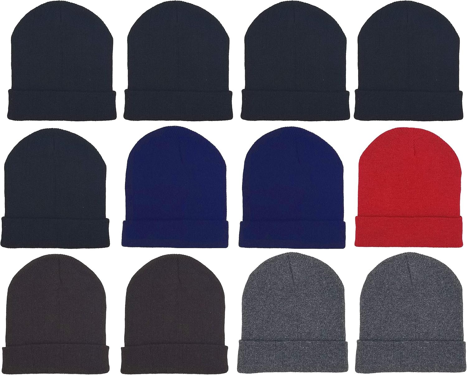 12 Pack Winter Beanie Hats for Men Women, Warm Cozy Knitted Cuffed Skull Cap, Wholesale - Image 2