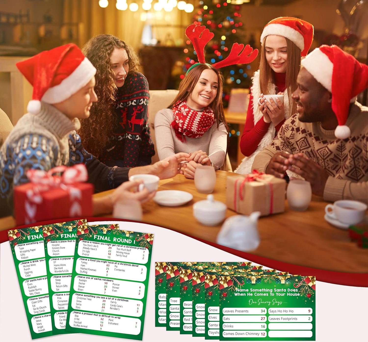 Christmas Feud Games, Friendly Feud Games, Family Activity, Family Games for Game Night, Baby Shower Game, Party Supplies for Adults, Xmas Holiday Party Game and Activity Decorations (f001) - Image 6