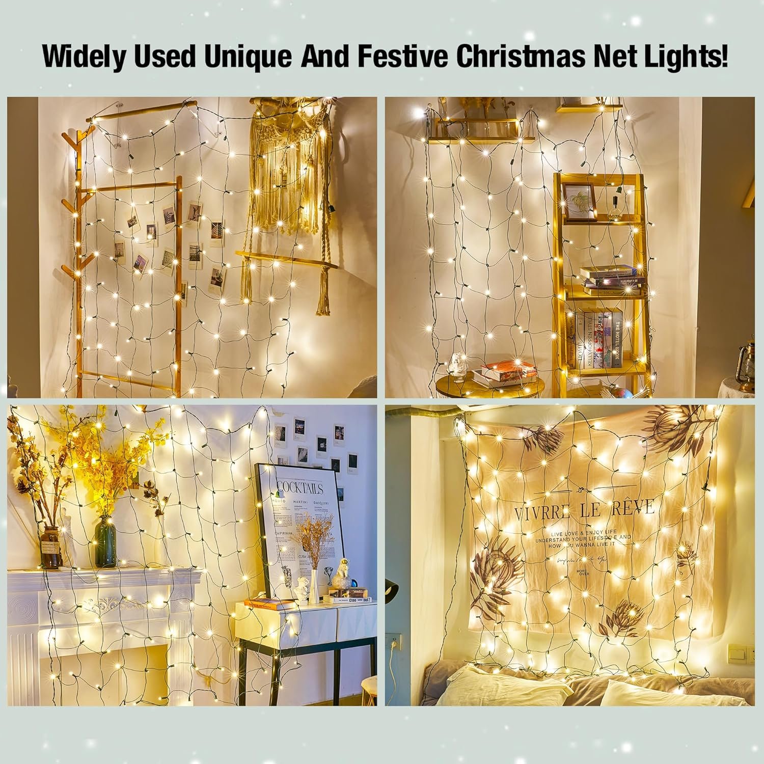 Led Christmas Net Lights Outdoor Christmas Bushes Lights 120Led 6ftx5ft, Connectable Outdoor Indoor Christmas Mesh Net Lighting for Holiday, Garden, Shrubs, Trees, Bushes Decorations(WarmWhite) - Image 3