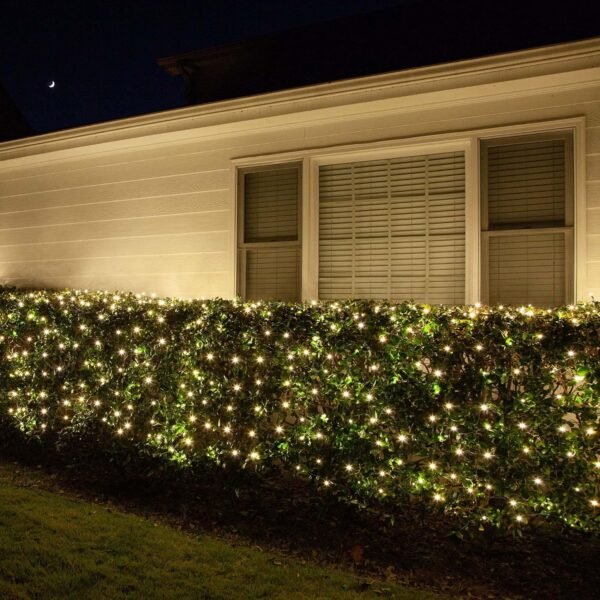 Wintergreen Lighting Set of 100 LED Warm White LED Net Lights – Christmas Net Lights, Outdoor Christmas Decorations, Green Wire (4 x 6 ft, 5mm Lights, Warm White) - Image 5
