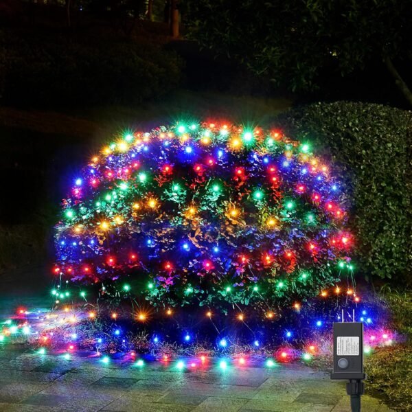 WBao Christmas Net Lights, 200LED 8.4ft x 5.2ft Christmas Lights with 8 Modes, Timer, End to End Connectable, Waterproof LED Net Lights for Lawn, Bushes, Tree Outdoor Christmas Decorations, Multicolor - Image 2