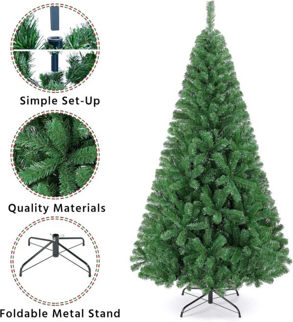 Yaheetech 6ft Artificial Full Spruce Christmas Tree, Artificial Xmas Tree with 714 PVC Branch Tips and Foldable Metal Stand for Home, Party, Office Decoration, Holiday Décor Indoor & Outdoor, Green - Image 5