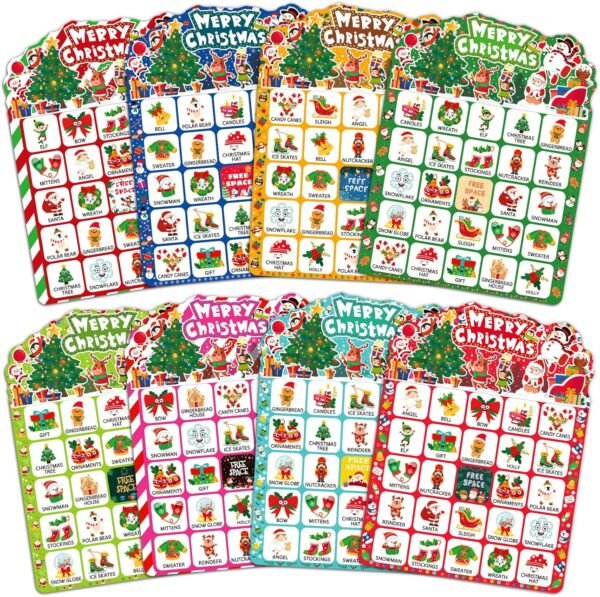 56 Sheets Christmas Bingo Game, 32 Players Christmas Bingo Cards for Kids Adults Christmas Party Game for Family Large Group Winter Holiday Party Favor Kids Bingo - Image 3