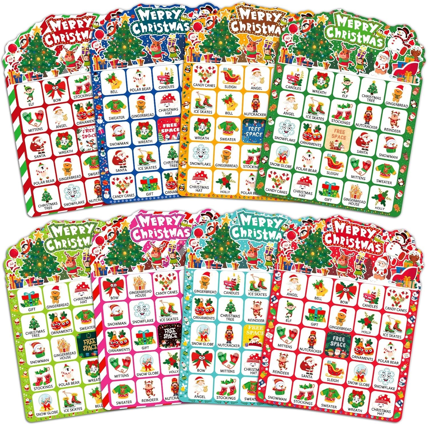 56 Sheets Christmas Bingo Game, 32 Players Christmas Bingo Cards for Kids Adults Christmas Party Game for Family Large Group Winter Holiday Party Favor Kids Bingo - Image 3