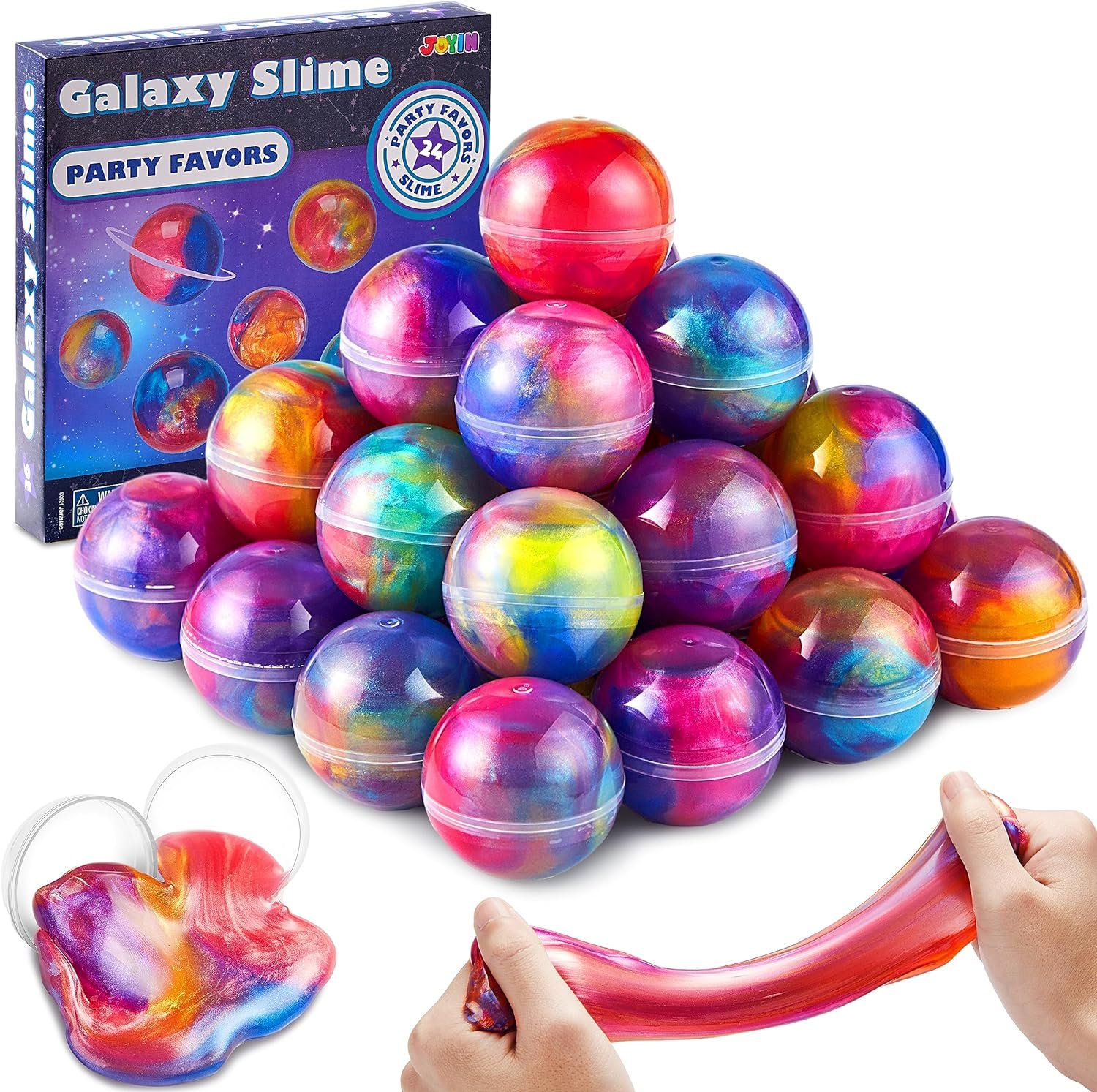 JOYIN Slime Ball Party Favors - 24 Pack Stretchy, Non-Sticky, Mess-Free Slime for Stress Relief - Safe for Girls and Boys - Classroom Rewards and Christmas Party Supplies - Image 2