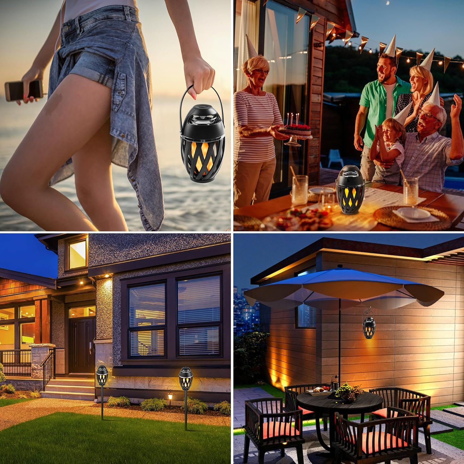 2 Pack Outdoor Bluetooth Speakers Waterproof Wireless, Birthday Gifts for Men Dad, LED Flame Ambient Light, Camping Patio Accessories, Unique Gifts for Him Husband Boyfriend Dad Gifts - Image 7