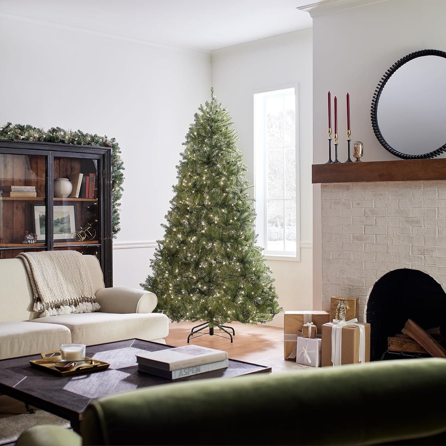 National Tree Company Pre-Lit Artificial Full Christmas Tree, Green, Dunhill Fir, White Lights, Includes Stand, 7.5 Feet - Image 5