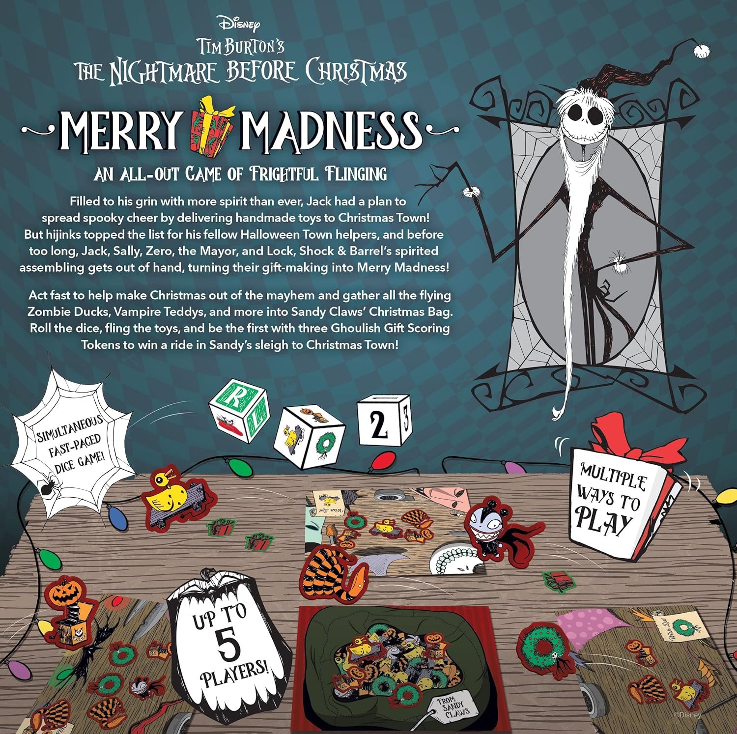 Disney Tim Burton’s The Nightmare Before Christmas Merry Madness | Quick-Rolling Family Dice Game | Great Kids & Family Board Game | Officially-Licensed Merchandise - Image 3