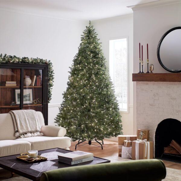 National Tree Company Pre-Lit Artificial Full Christmas Tree, Green, Dunhill Fir, White Lights, Includes Stand, 9 Feet - Image 5