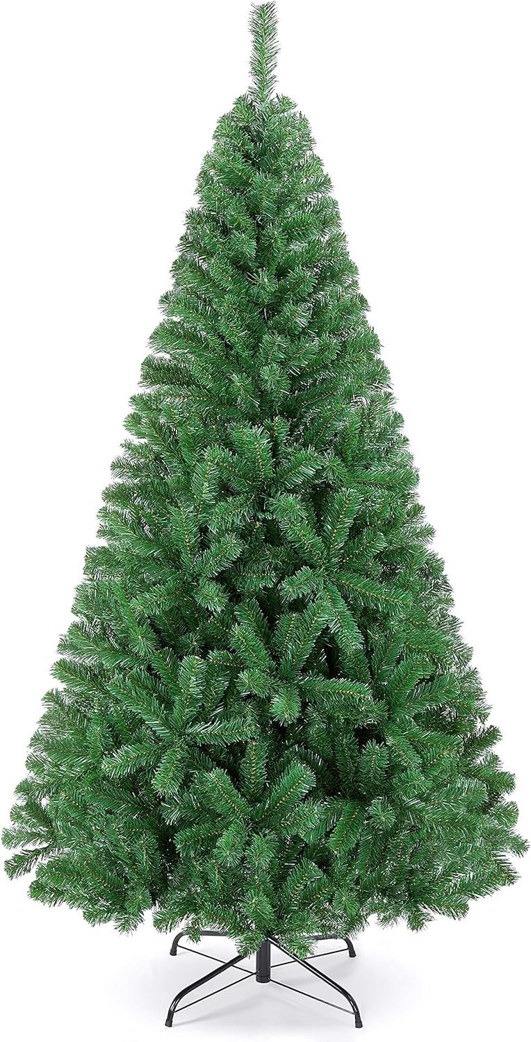 Yaheetech 6ft Artificial Full Spruce Christmas Tree, Artificial Xmas Tree with 714 PVC Branch Tips and Foldable Metal Stand for Home, Party, Office Decoration, Holiday Décor Indoor & Outdoor, Green - Image 2