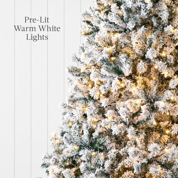 Best Choice Products Pre-Lit Artificial Christmas Tree, 6ft Snow Flocked Design Pine Tree, Full Appearance Snowy w/Easy Assembly, Metal Stand - Image 7