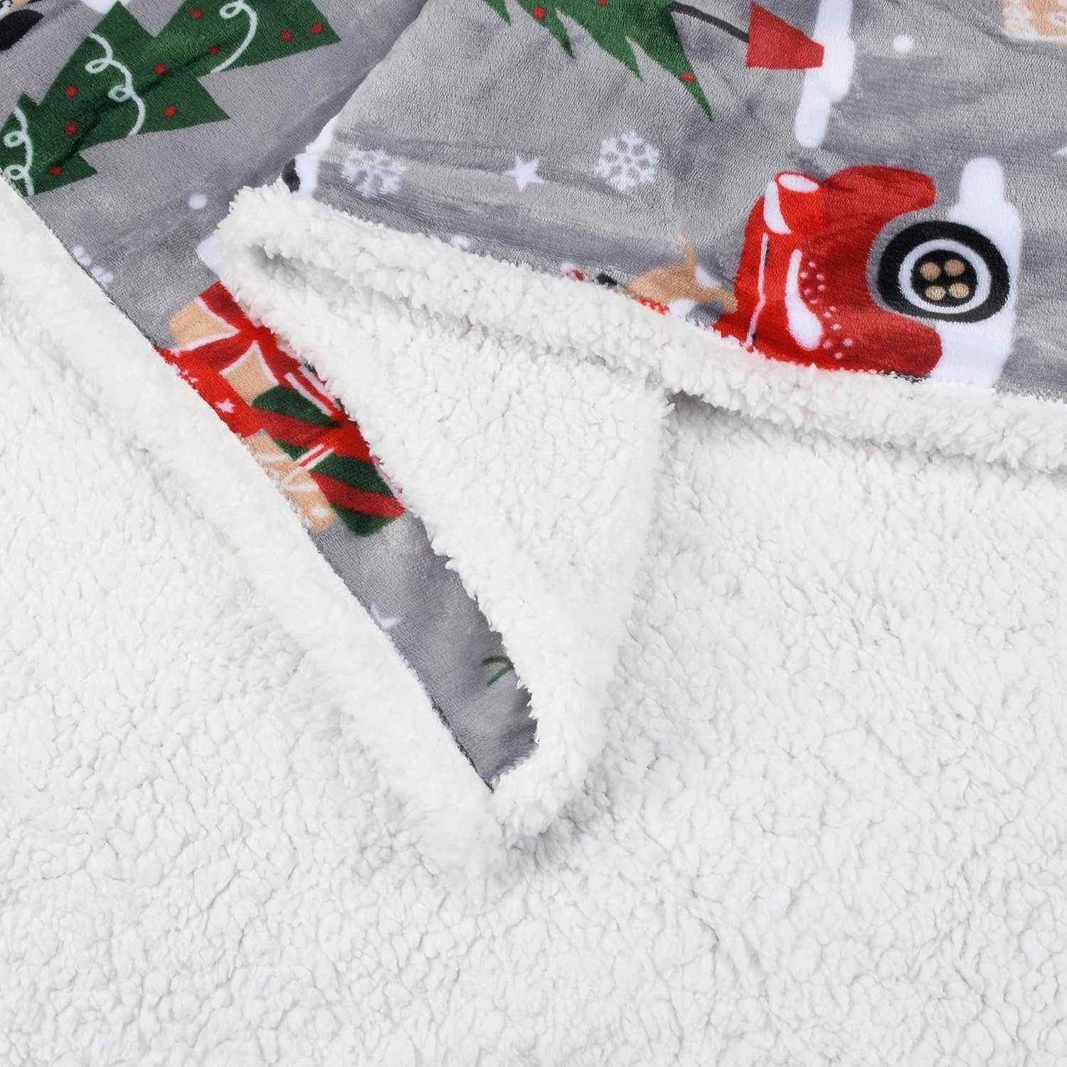 Catalonia Christmas Sherpa Throw Blanket, Xmas Theme Throws, Plush Fleece Couch Blanket |Super Soft, Comfy, Cozy, Fluffy, Warm | 50x60 inch,Truck - Image 6