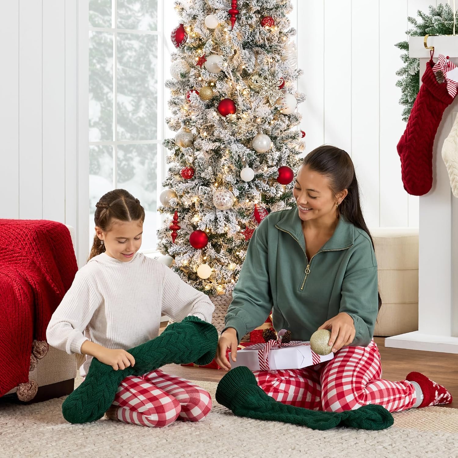 Best Choice Products Flocked Pencil Christmas Tree, Pre-Lit Slim Artificial Holiday Decoration, 6ft Lighted Skinny w/Base, Warm White Lights - Image 5