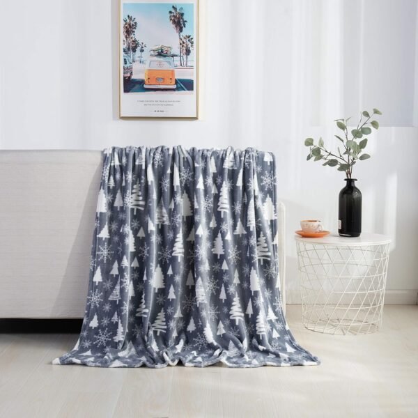 Valerian Luxury Velvet Super Soft Light Weight Blanket Prints Fleece Year Round Home Decor Fuzzy Warm and Cozy Throws, Couch and Gift, 50 x 60 inch, Gray Christmas Tree - Image 9