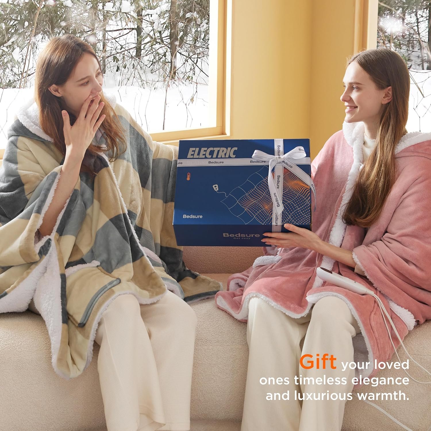 Bedsure Heated Blanket Wearable Shawl - Electric Wrap Poncho Blanket Hoodie for Adult, Winter Gifts for Mom Women Girlfriend Grandma, Warm Sherpa Heating Throw, Auto Shut Off, 50x64 inches, Grey - Image 8