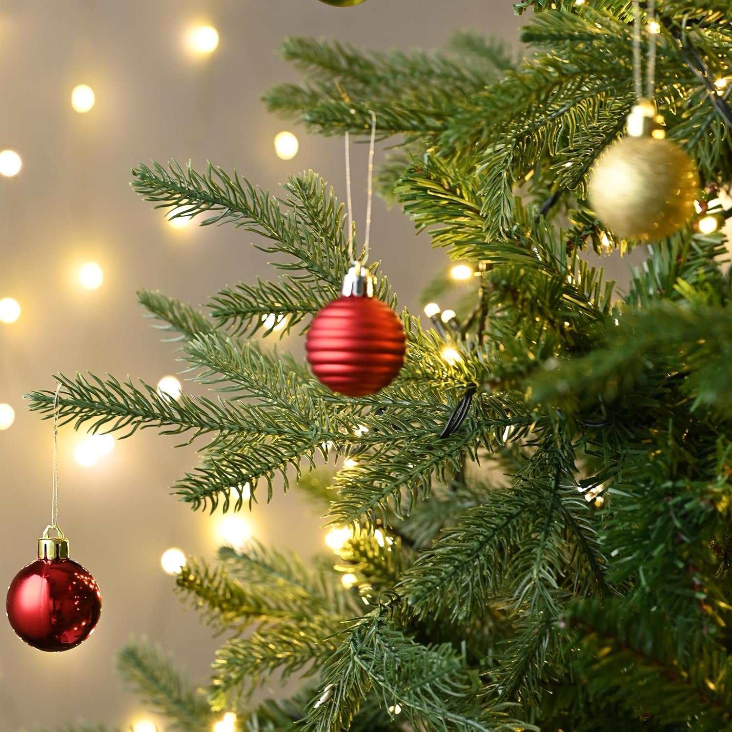 Valery Madelyn 1.57 Inches Small Christmas Tree Decorations Ornament Set for Fall Halloween, 24ct Red Green and Gold Shatterproof Christmas Ball Ornaments Bulk, Hanging Decor for Xmas Holiday Party - Image 7