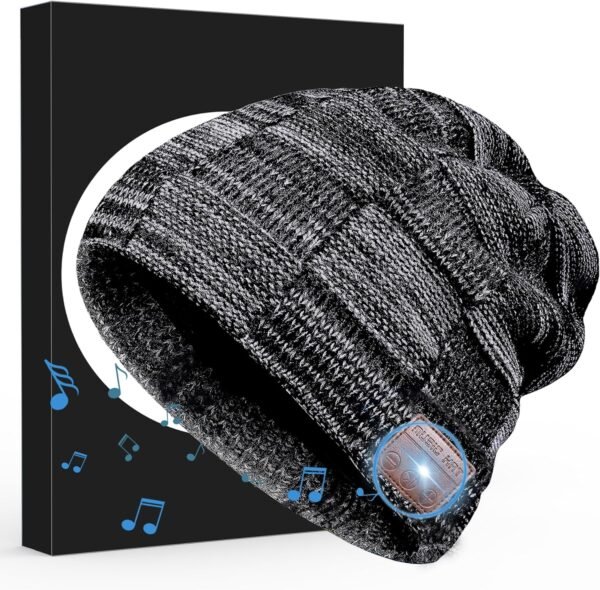 Bluetooth Beanie, Bluetooth 5.2 Comfortable and Warm Beanies Hats for Men/Women/Teens, HD Stereo and Built-in Microphone, Unique Tech Gifts for Christmas Stocking Stuffers, Dark Grey - Image 2