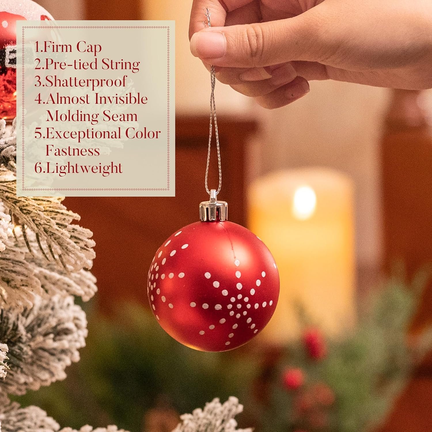 Valery Madelyn Christmas Ornaments Set, 70ct Red and White Shatterproof Christmas Tree Decorations Ball Ornaments Bulk, Traditional Decorative Hanging Ornaments for Xmas Trees Holiday Party Decor - Image 5