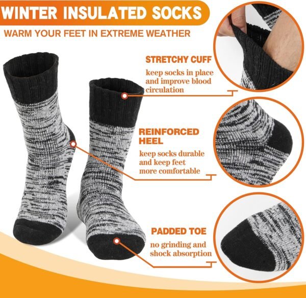 3 Pairs Warm Thermal Socks for Women & Men Winter Ski Thick Boot Insulated Socks for Cold Weather - Image 5