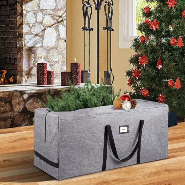 BALEINE 7.5 ft Christmas Tree Storage Bag, Heavy Duty 900D Oxford Fabric with Reinforced Handles and Dual Zippers Wide Opening, Extra Large Storage Container for Trees and Decorations (Grey) - Image 4