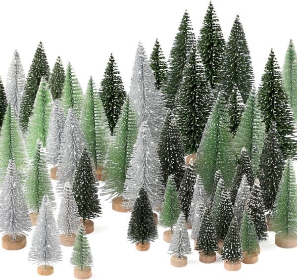 30Pcs Christmas Decorations Mini Christmas Trees, Artificial Christmas Tree Bottle Brush Trees with Wooden Base for Christmas Decor Christmas Party Home Table Craft - Image 2