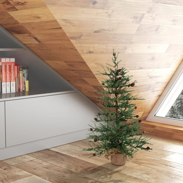 Vickerman 30" Caramel Pine Artificial Christmas Tree Unlit- Featuring 684 PVC Tips - Pine Cone Accented - Seasonal Indoor Home Decor with Decorative Burlap Base - Image 4