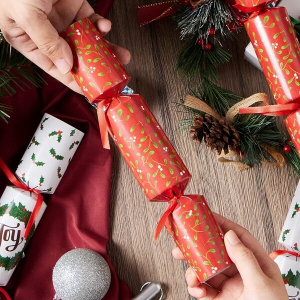 JOYIN 10 Pack Christmas No Snap Party Table Favor with Classic Christmas Design, with Party Hat, Joke & Little Gift Inside, for Xmas Gift, Christmas Seasonal Holiday Dinner Traditions - Image 9