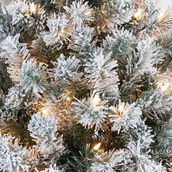Yaheetech 6ft Pre-lit Artificial Christmas Tree with Incandescent Warm White Lights, Snow Flocked Full Prelighted Xmas Tree W/820 Branch Tips, 250 Incandescent Lights & Foldable Stand, Green & White - Image 7