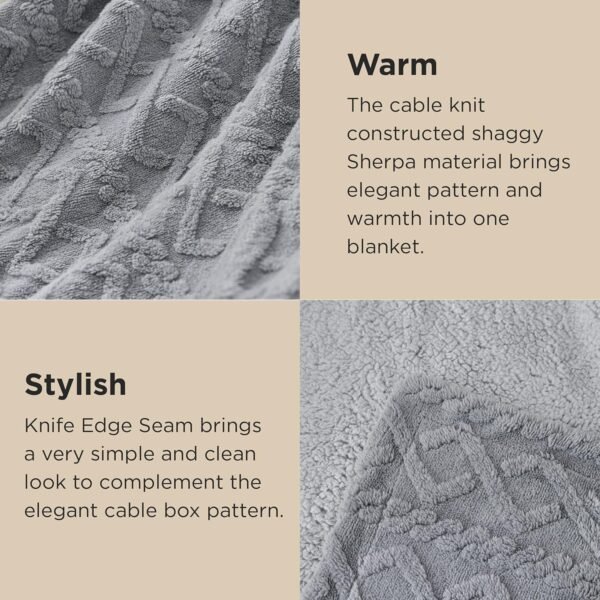 Bedsure Sherpa Throw Blanket for Couch - Soft Fuzzy Cozy Blanket for Winter, Fleece Plush Thick Warm Christmas Blanket Gifts for Women, Grey, 50x60 Inches - Image 6