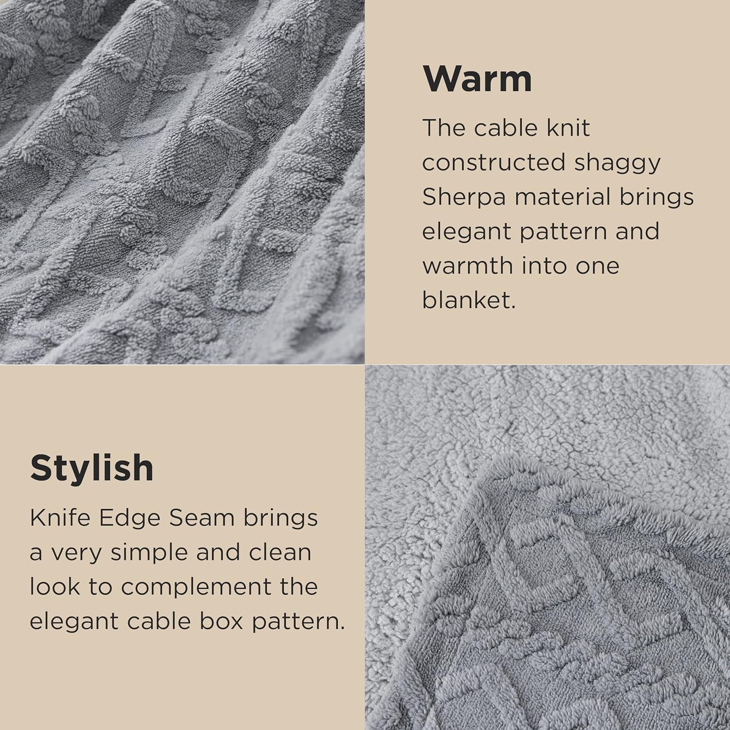Bedsure Sherpa Throw Blanket for Couch - Soft Fuzzy Cozy Blanket for Winter, Fleece Plush Thick Warm Christmas Blanket Gifts for Women, Grey, 50x60 Inches - Image 6