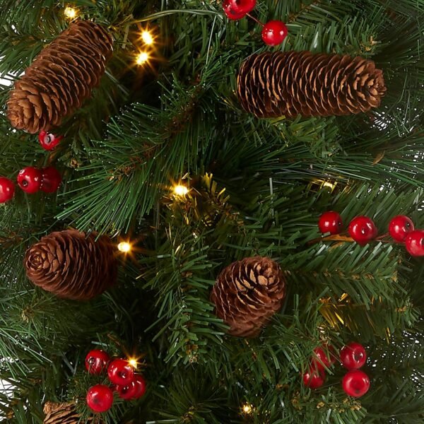 National Tree Company National Pre-lit White LED Lights Holiday Christmas 4-Piece Set | Garland, Wreath and Set of 2 Entrance Trees, No Size, Green - Image 3