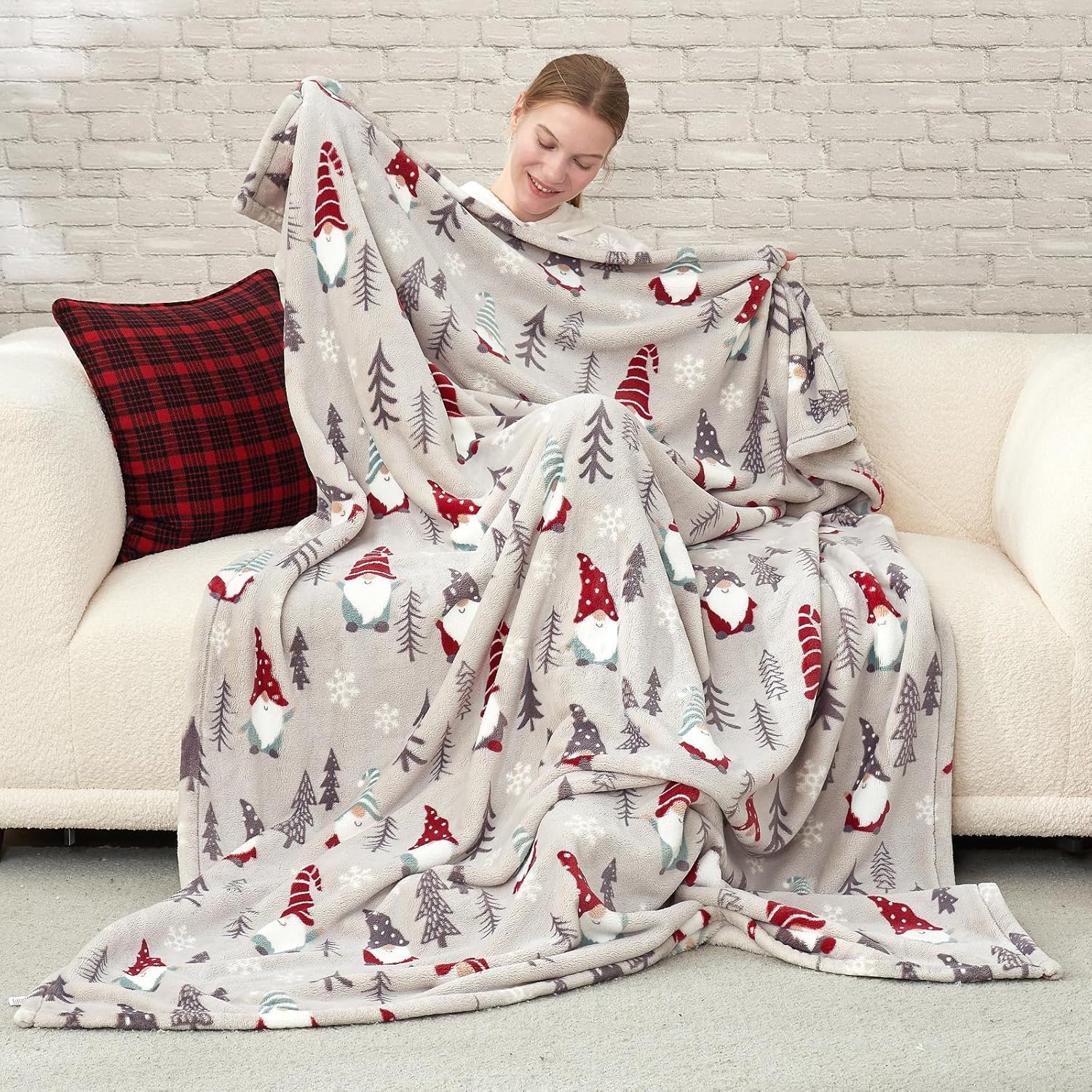 Cozy Bliss Gnome Throw Blanket Christmas Blanket Warm MilkyPlush™ Throw Blanket, Ultra Soft Cozy Throw Blanket for Couch, Sofa and Bed (Xmas Gnome, 50"x60") - Image 2