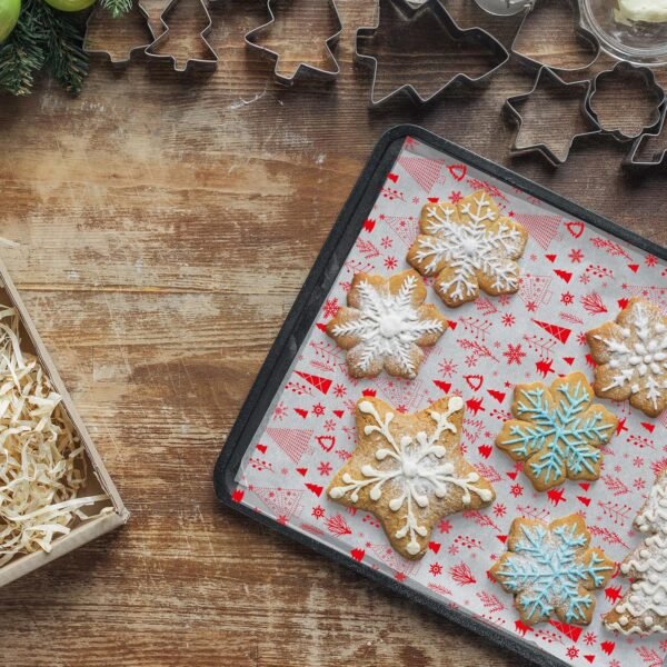 Christmas Wax Paper Sheet 100PCS Snowflakes Parchment Paper Christmas Food Wrapping Paper Wax Baking Liner Christmas Party Supplies - Image 8