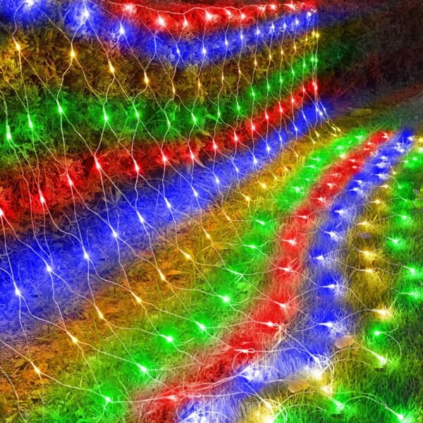 kemooie 198 LED Christmas Net Lights, 9.8FT x 6.6FT Plug in Mesh Lights, Connectable 8 Twinkle Modes Waterproof String Lights for Garden Bush Window Christmas Decorations (Multicolor) - Image 2