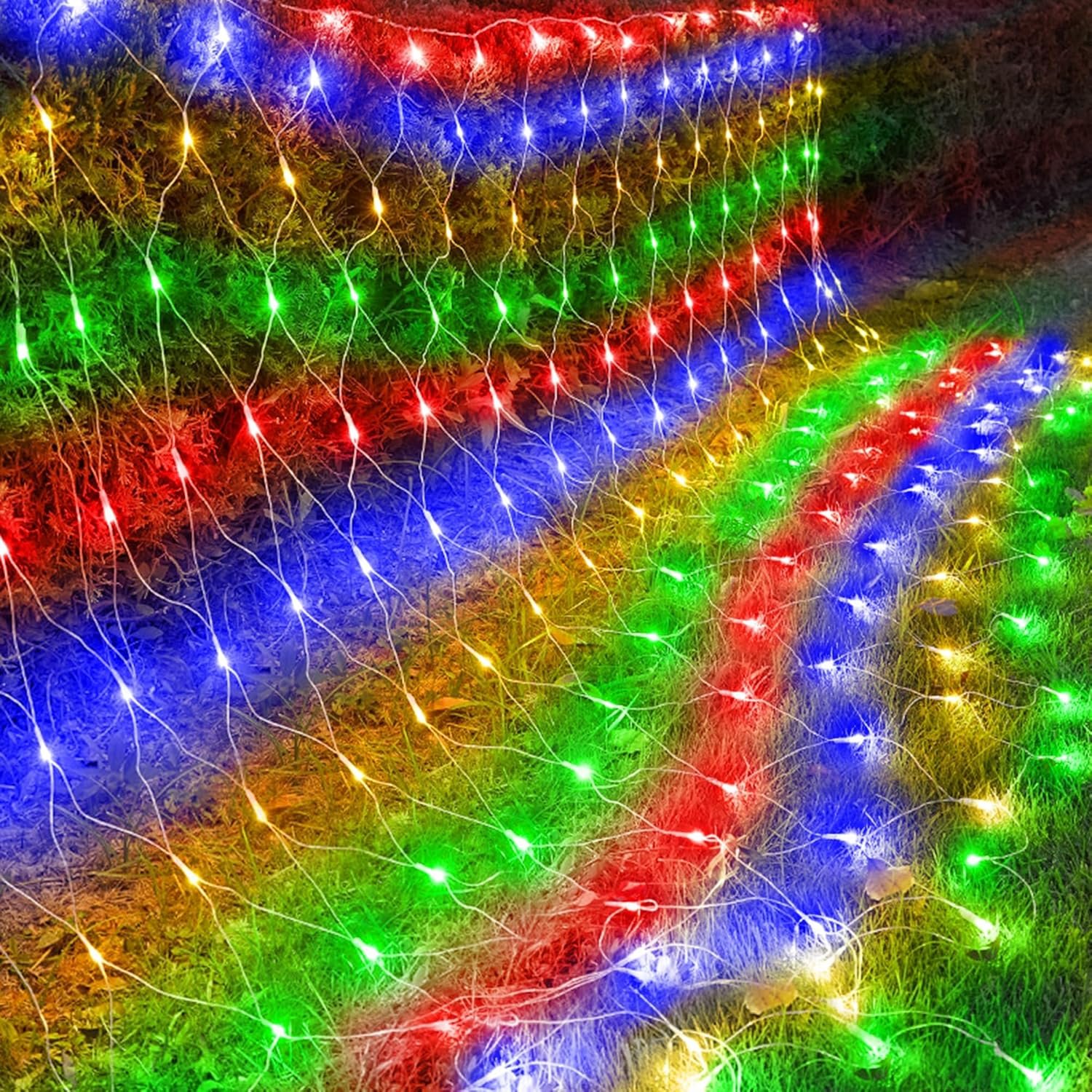 kemooie 198 LED Christmas Net Lights, 9.8FT x 6.6FT Plug in Mesh Lights, Connectable 8 Twinkle Modes Waterproof String Lights for Garden Bush Window Christmas Decorations (Multicolor) - Image 2