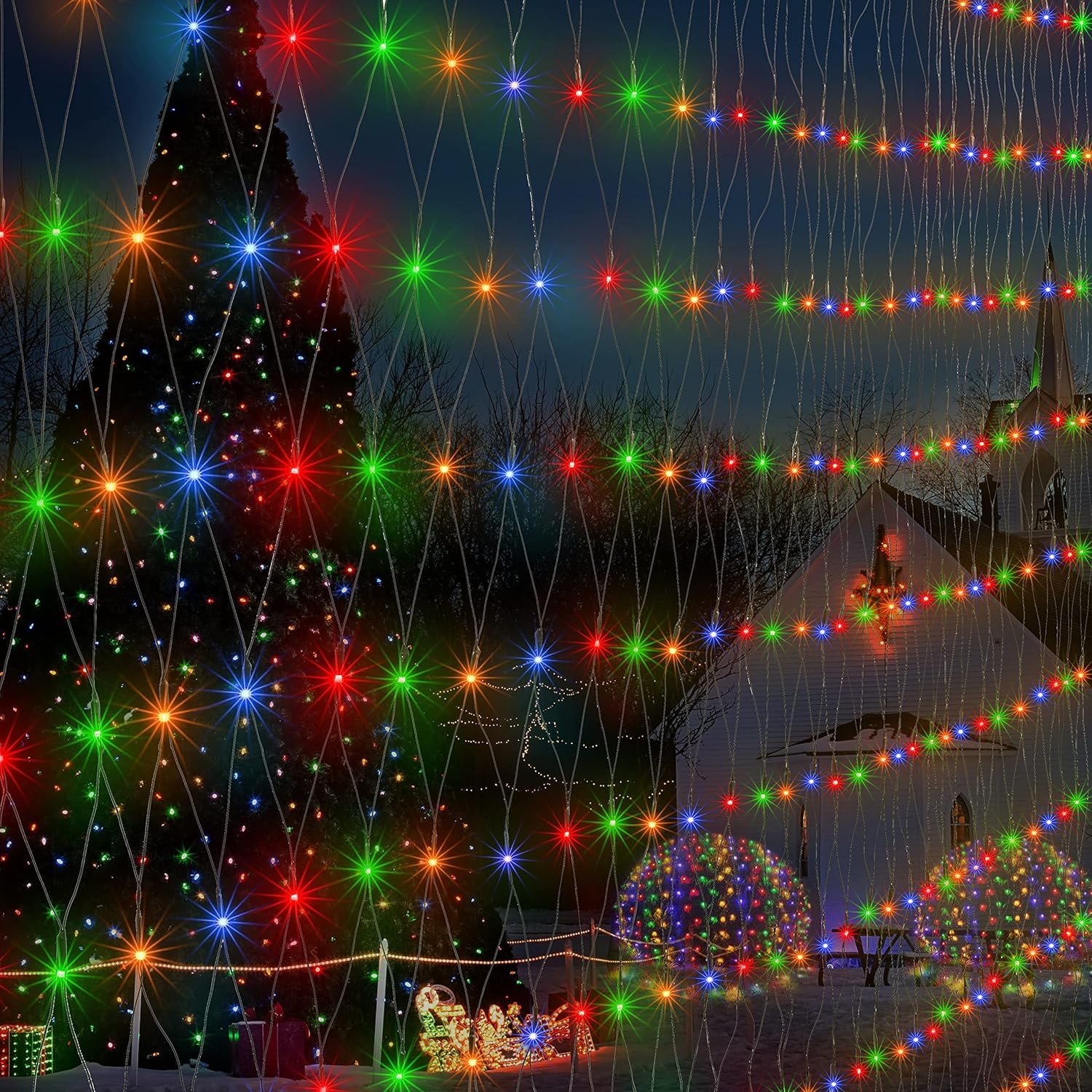 21ft x 5ft 360 LED Colorful Christmas Net Lights, 8 Modes Connectable Outdoor String Lights for Yard, Garden, Party Decor - Image 7