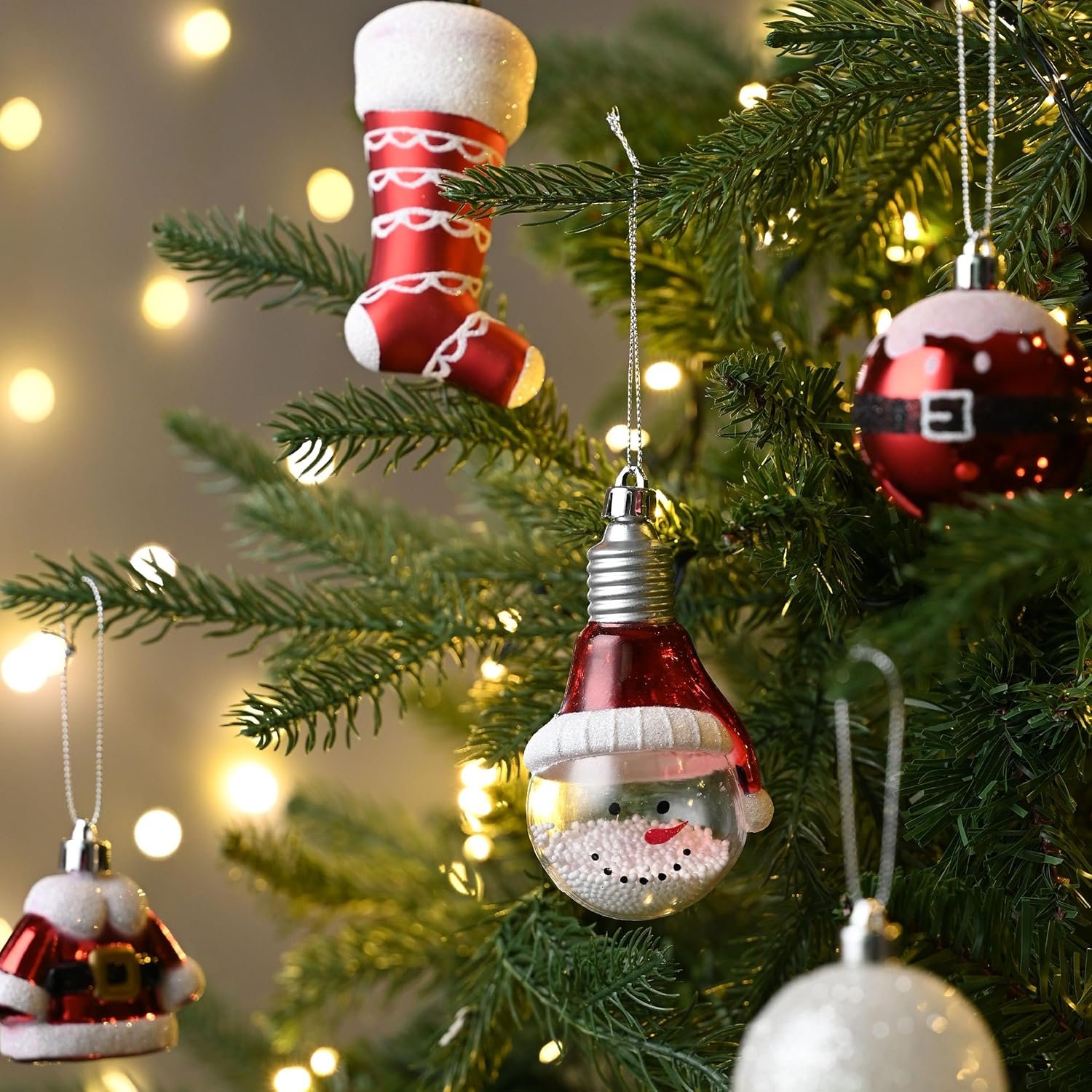 Valery Madelyn Christmas Ornaments Set, 70ct Red and White Shatterproof Christmas Tree Decorations Ball Ornaments Bulk, Traditional Decorative Hanging Ornaments for Xmas Trees Holiday Party Decor - Image 6