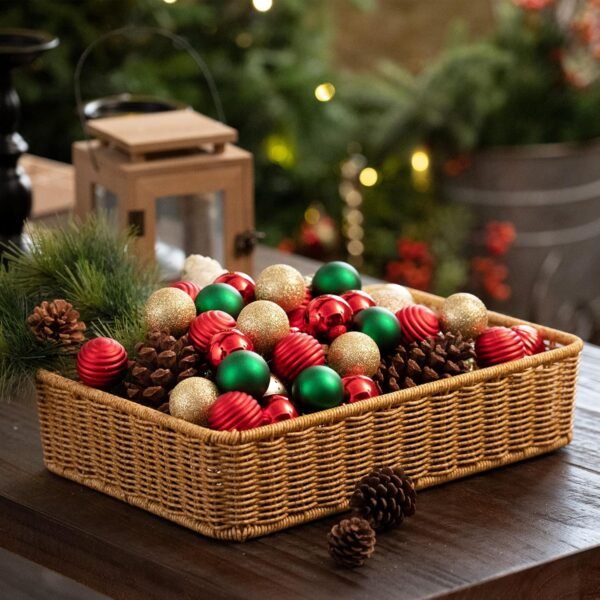 Valery Madelyn 1.57 Inches Small Christmas Tree Decorations Ornament Set for Fall Halloween, 24ct Red Green and Gold Shatterproof Christmas Ball Ornaments Bulk, Hanging Decor for Xmas Holiday Party - Image 5