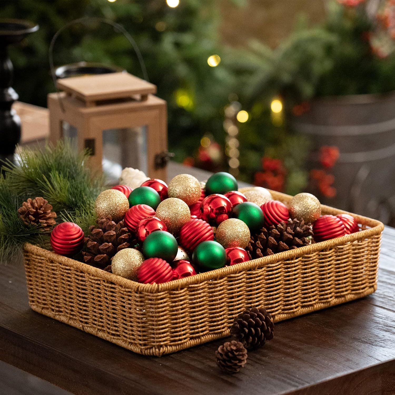Valery Madelyn 1.57 Inches Small Christmas Tree Decorations Ornament Set for Fall Halloween, 24ct Red Green and Gold Shatterproof Christmas Ball Ornaments Bulk, Hanging Decor for Xmas Holiday Party - Image 5