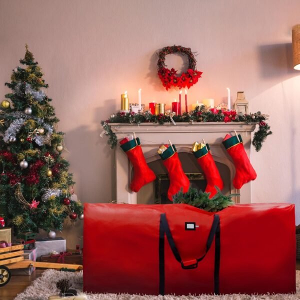 (Not Made In China) Christmas Tree Storage Bag 9 ft, Fits Up to 9ft Artificial Disassembled Trees, Durable Handles w/Tear Proof and Leak Proof 600D Oxford Canvas, Heavy Duty Laminated Interior - Image 9