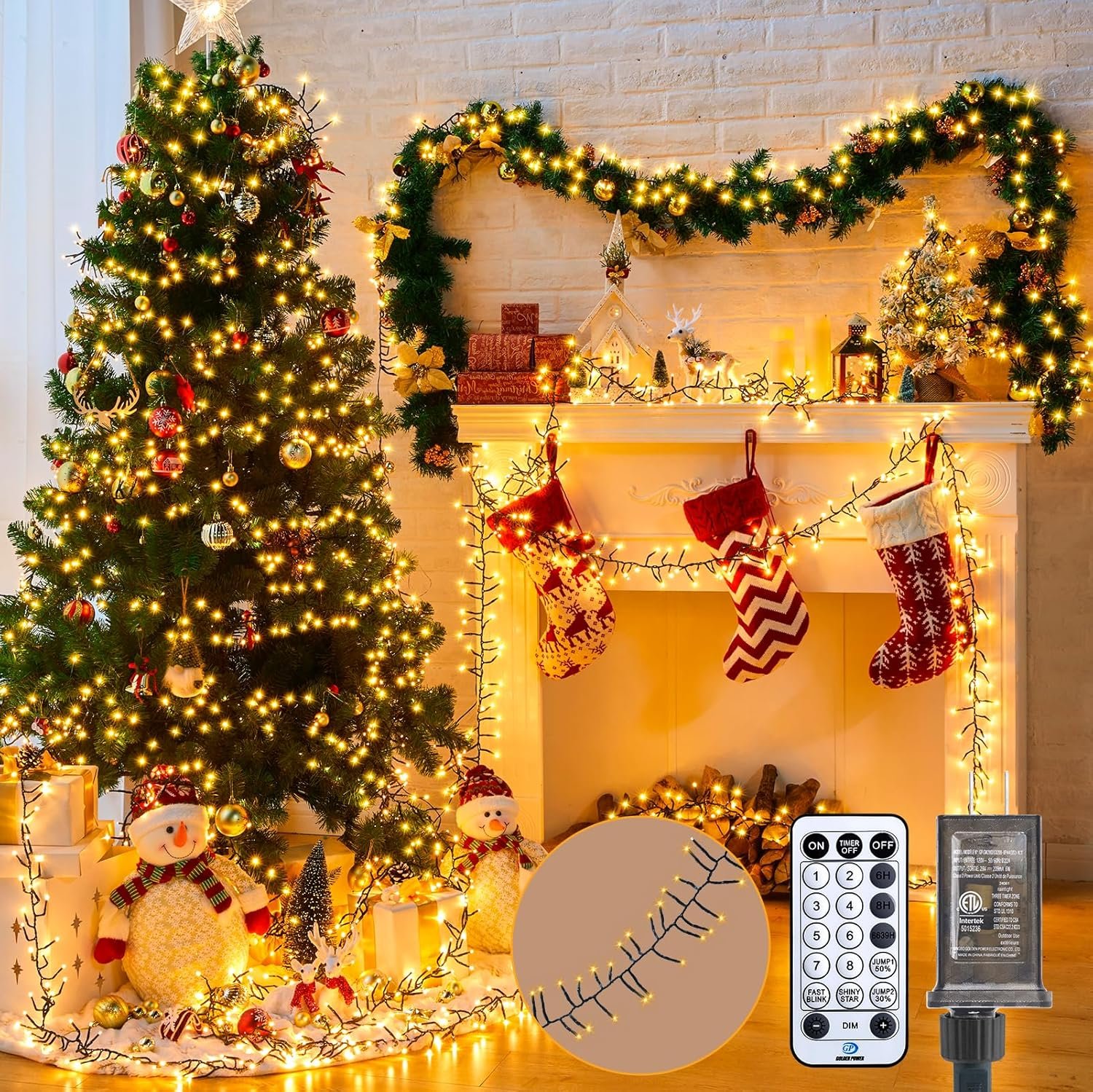 Christmas Tree Lights Outdoor Cluster Lights - 1000 LED 50 Ft Christmas Firecrackers String Lights, 12 Modes Timer Remote Waterproof Plug in Twinkle Fairy Lights for Xmas Tree Garland Window Party - Image 2