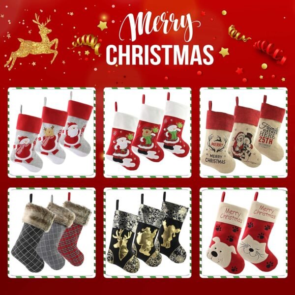WEWILL 18'' Personalized Christmas Stockings Pink Angel with Embroidery Technology Xmas Holiday Gifts for Family Kids - Image 7