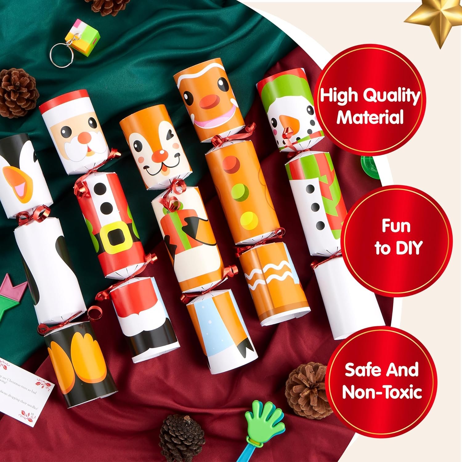 JOYIN 10 Pack Christmas Party Table Favor with Cute Christmas Characters, with Party Hat, Joke & Little Gift Inside, for Xmas Gift, Christmas Seasonal Holiday Dinner Traditions - Image 5